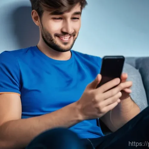 Home 28 FC모바일 업데이트 버전 확인 및 설치 - **Prompt:** A young adult male, casually dressed, sitting comfortably on a sofa, illuminated by the ...